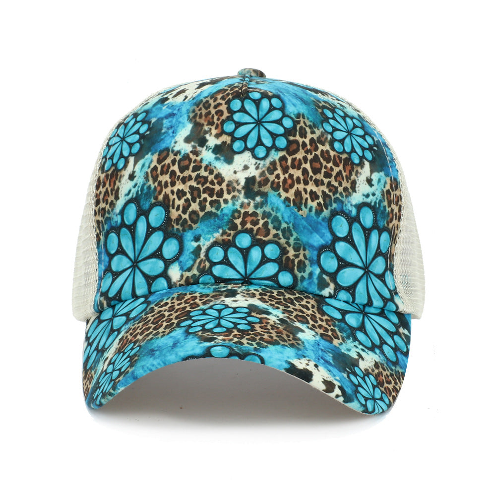 Wholesale  Western style Cross Ponytail Print Baseball Cap Peaked Cap